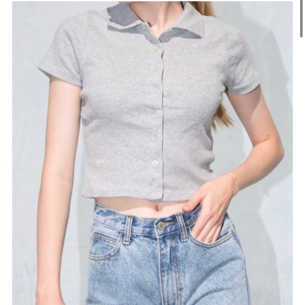 Brandy Melville button up gray top with collar